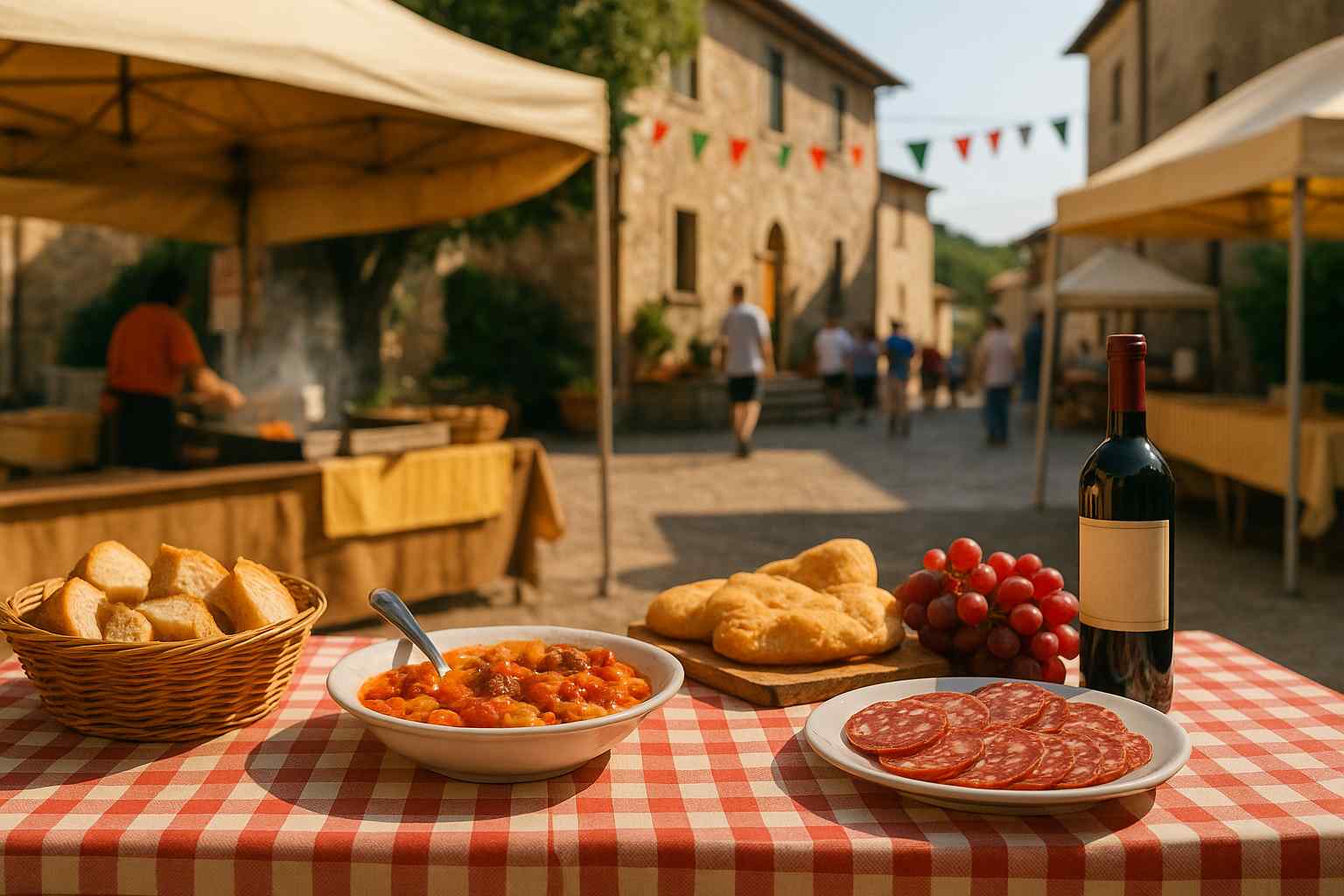 piatti di sagra su tavolo sagra estiva borgo