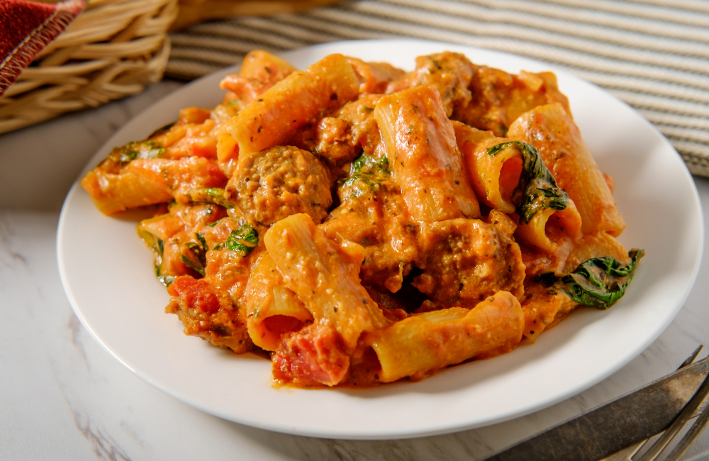 Piatto pasta italiana sugo