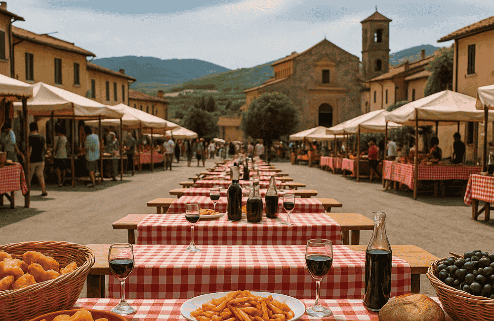 Vista sagra paese in borgo AI